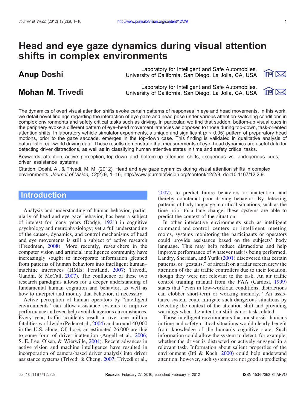 Head and Eye Gaze Dynamics During Visual Attention Shifts in Complex Environments