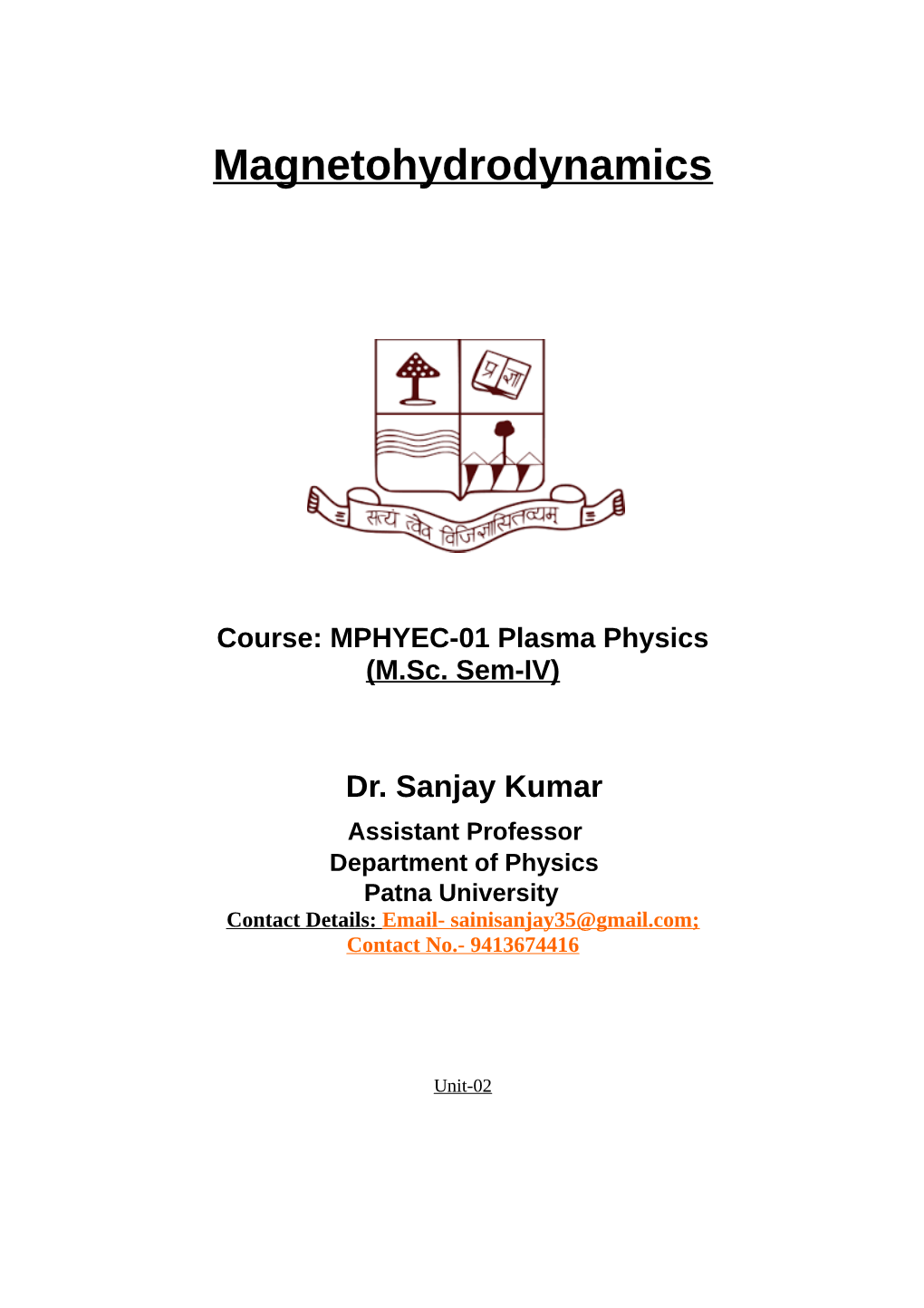 Magnetohydrodynamics