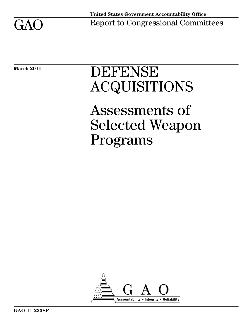 GAO-11-233SP Defense Acquisitions