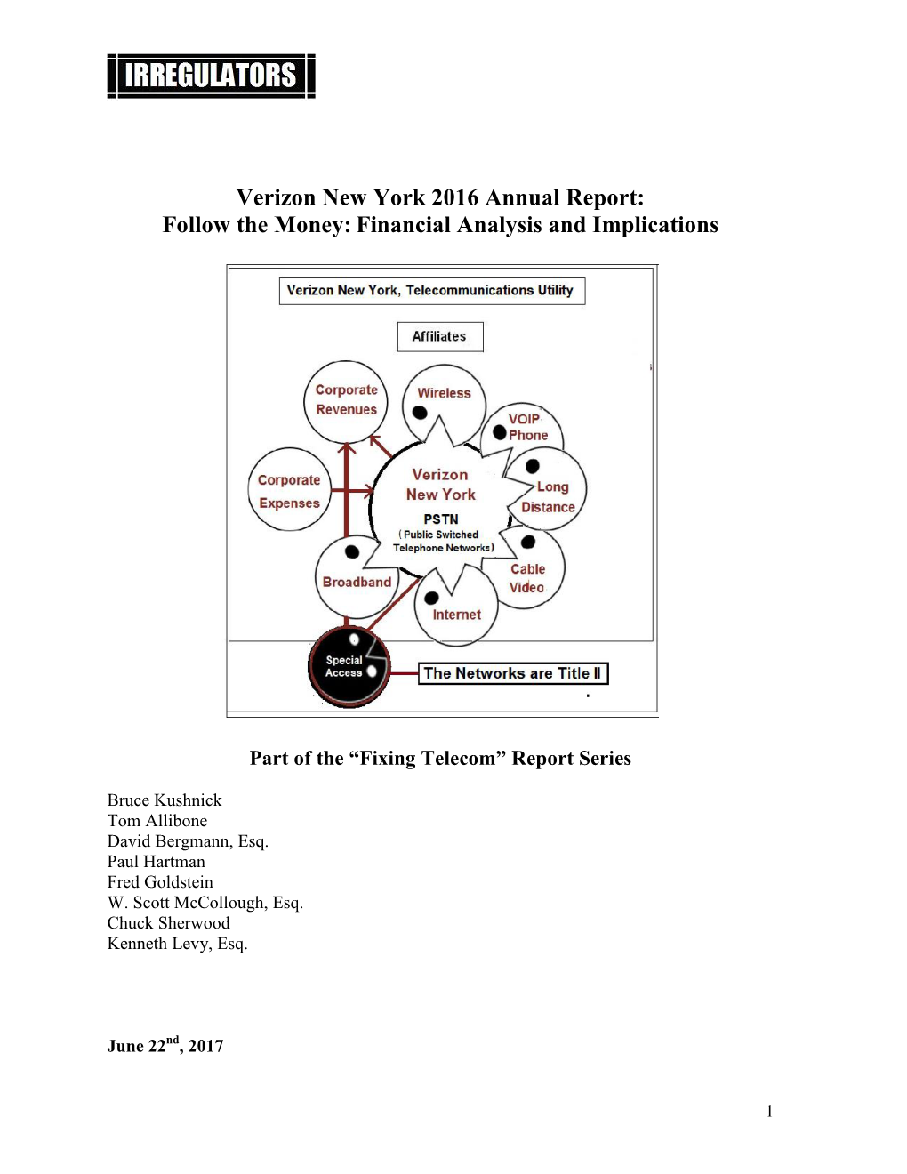 Verizon New York 2016 Annual Report: Follow the Money: Financial Analysis and Implications