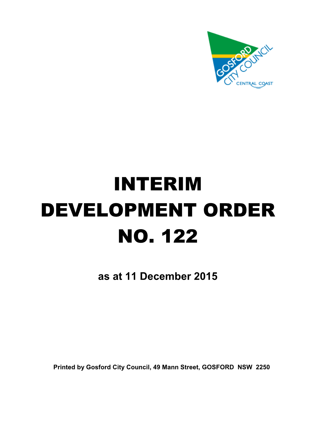 Interim Development Order No. 122