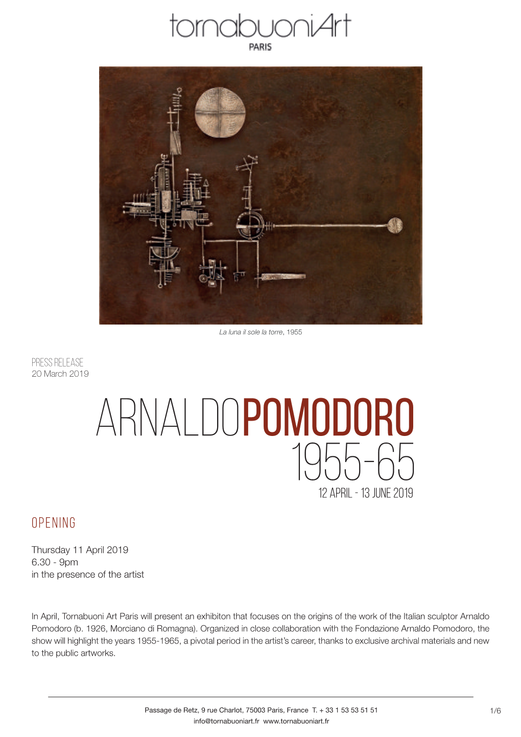 Arnaldo 1955-65 Pomodoro