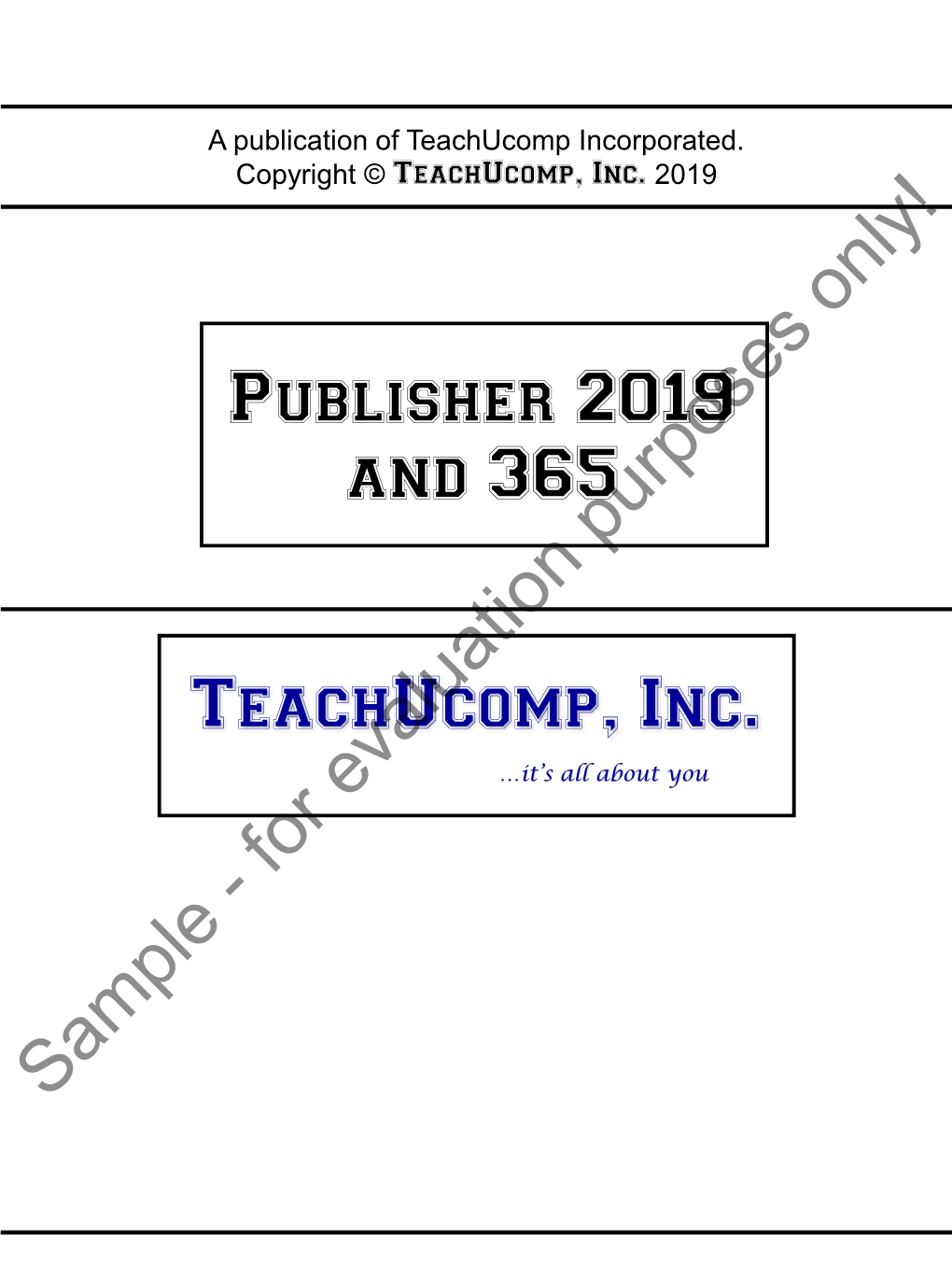 Sample Publisher 2019 and 365 Manual