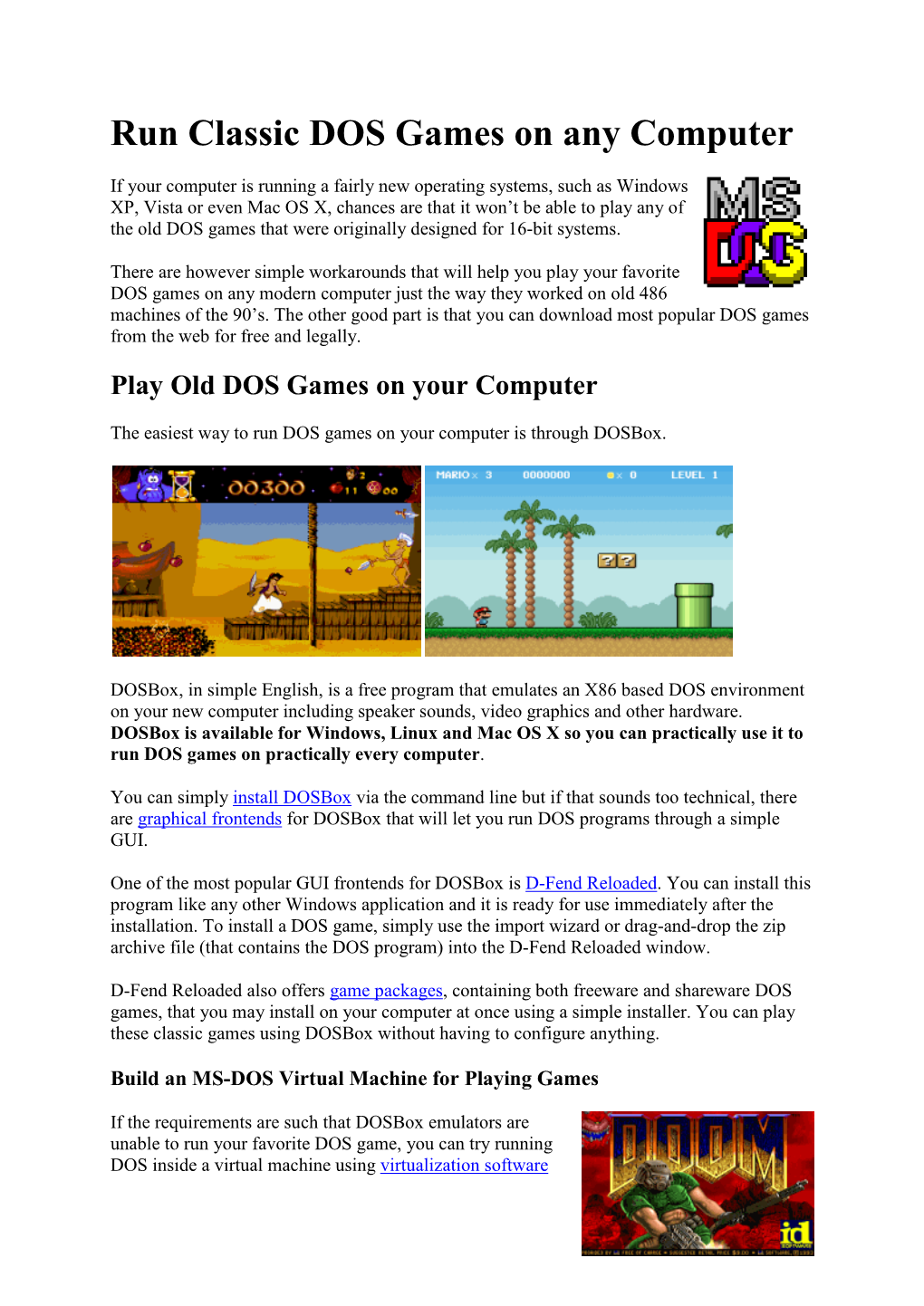 Run Classic DOS Games on Any Computer