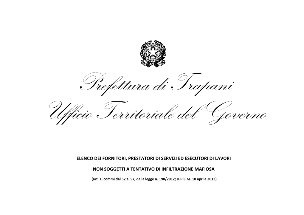 Prefettura Di Trapani Ufficio Territoriale Del Governo
