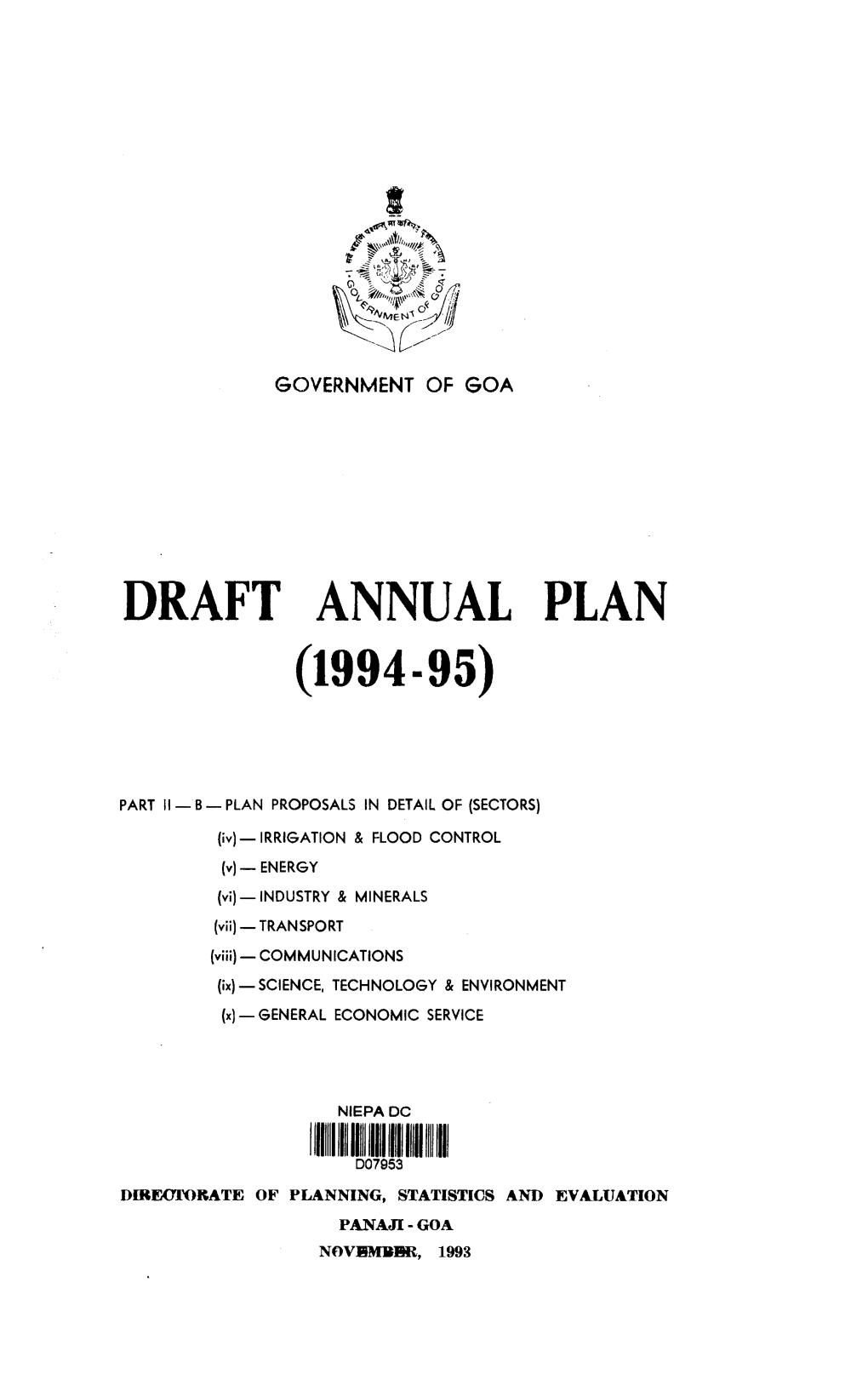 Draft Annual Plan (1994-93)