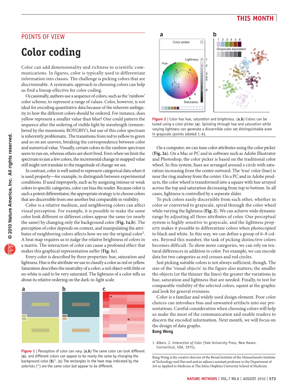 Color Coding Grayscale Equivalent Lightness 1 Hue 2 Color Can Add Dimensionality and Richness to Scientific Com- 3 4 Munications