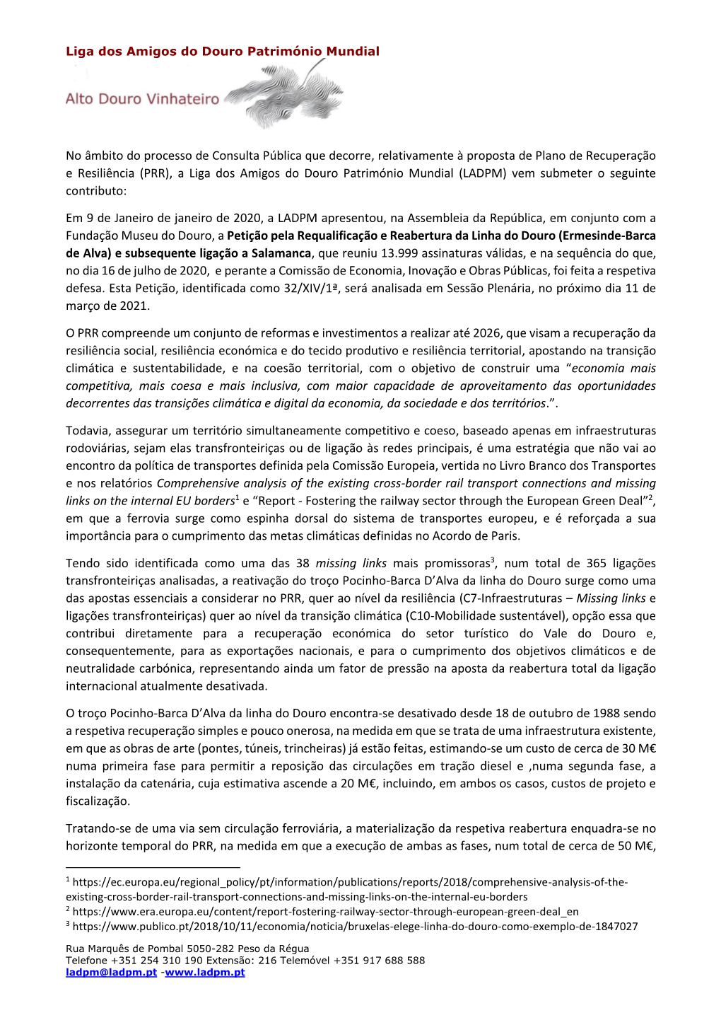 No Âmbito Do Processo De Consulta Pública Que Decorre, Relativamente À Proposta De Plano De Recuperação E Resiliência (PRR