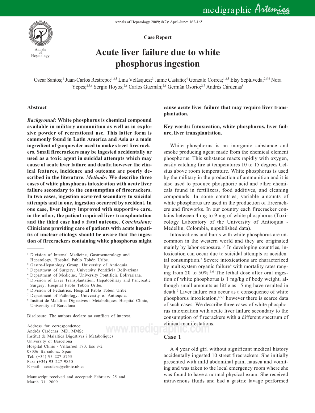 Acute Liver Failure Due to White Phosphorus Ingestion