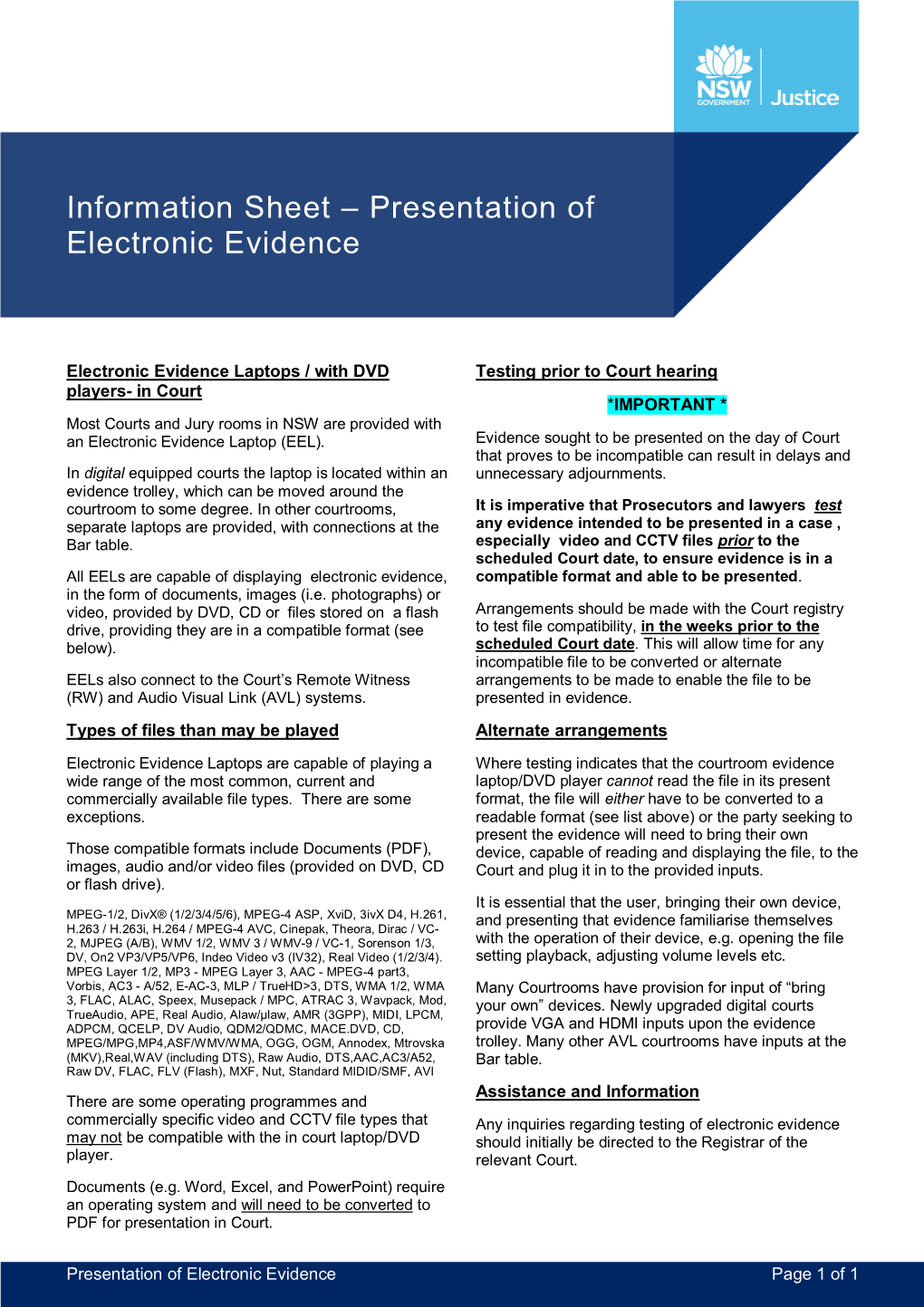 Presentation of Electronic Evidence