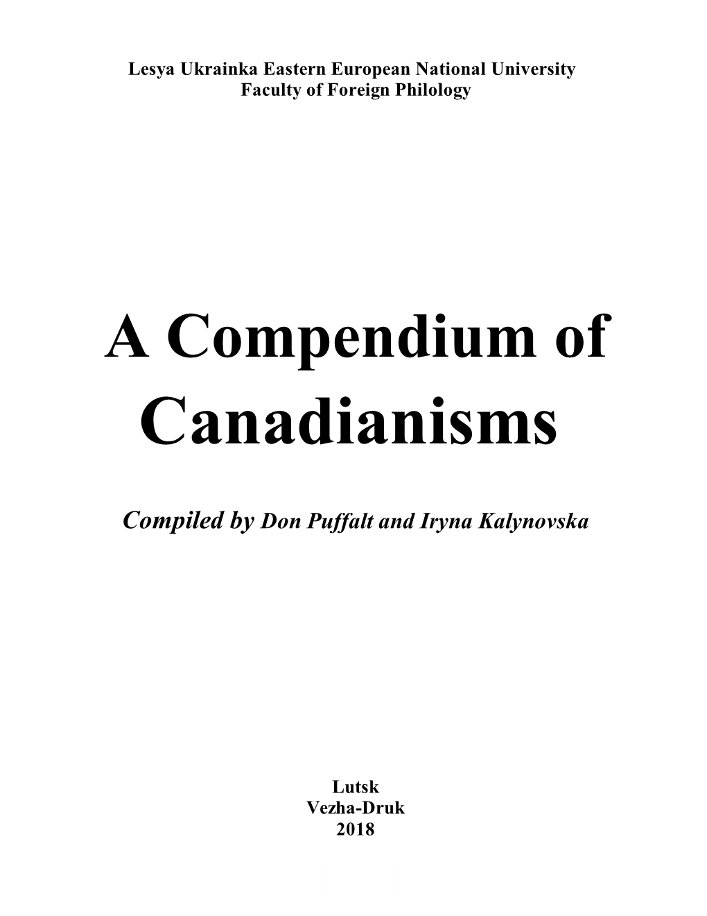 A Compendium of Canadianisms = Компендіум Канадизмів