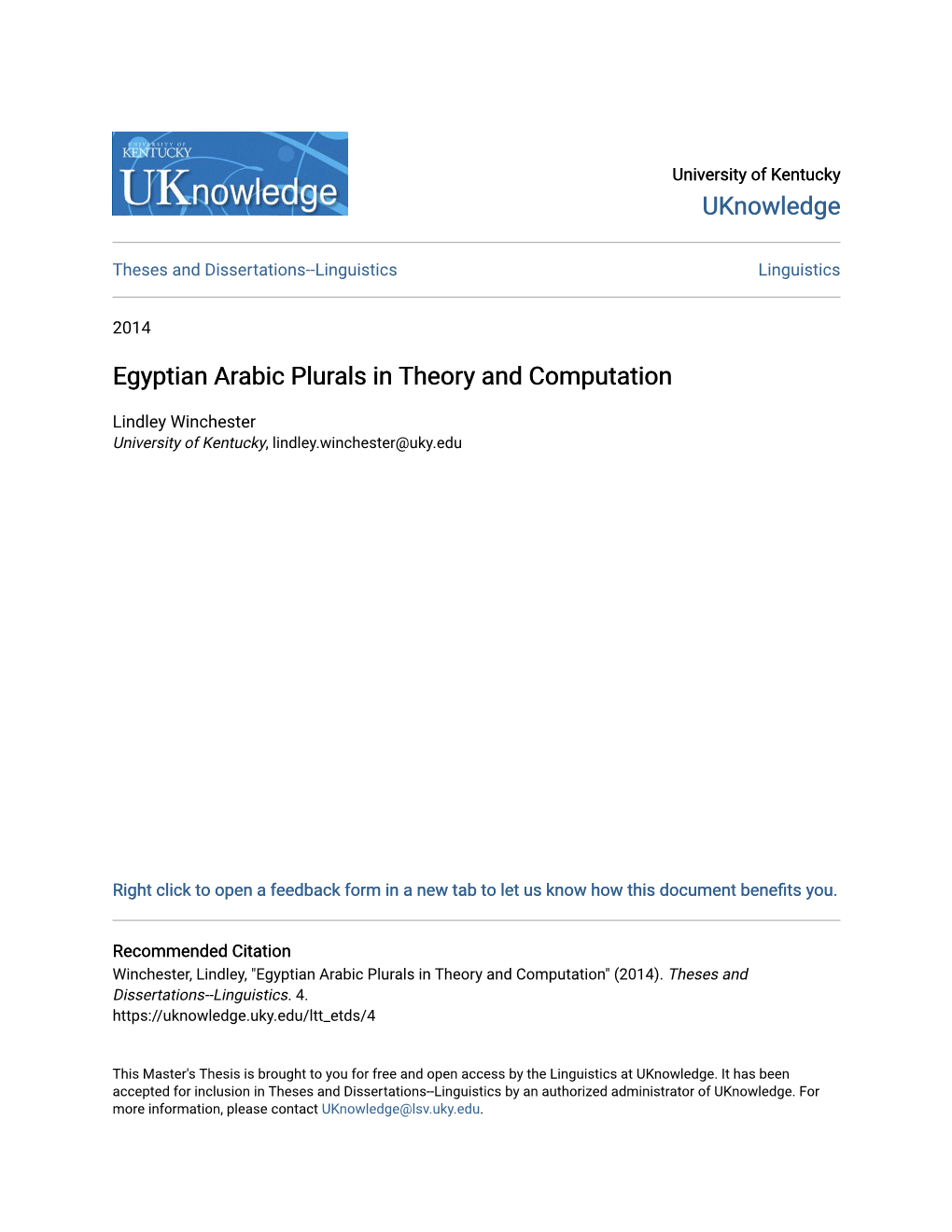 Egyptian Arabic Plurals in Theory and Computation