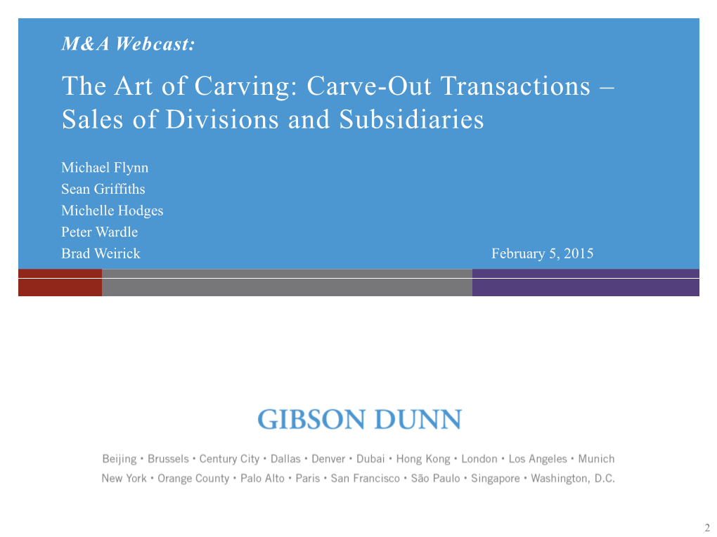 Carve-Out Transactions – Sales of Divisions and Subsidiaries