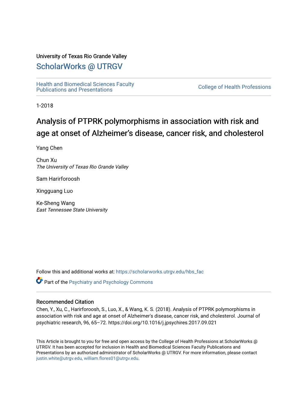 Analysis of PTPRK Polymorphisms in Association with Risk and Age at Onset of Alzheimer's Disease, Cancer Risk, and Cholesterol