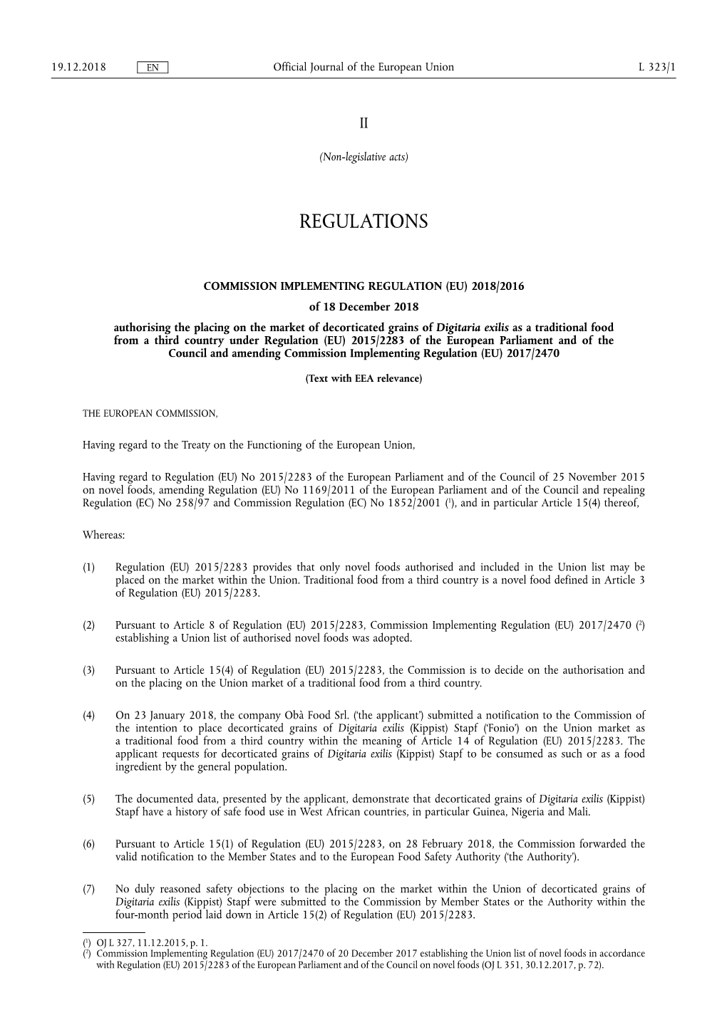 Commission Implementing Regulation (Eu)