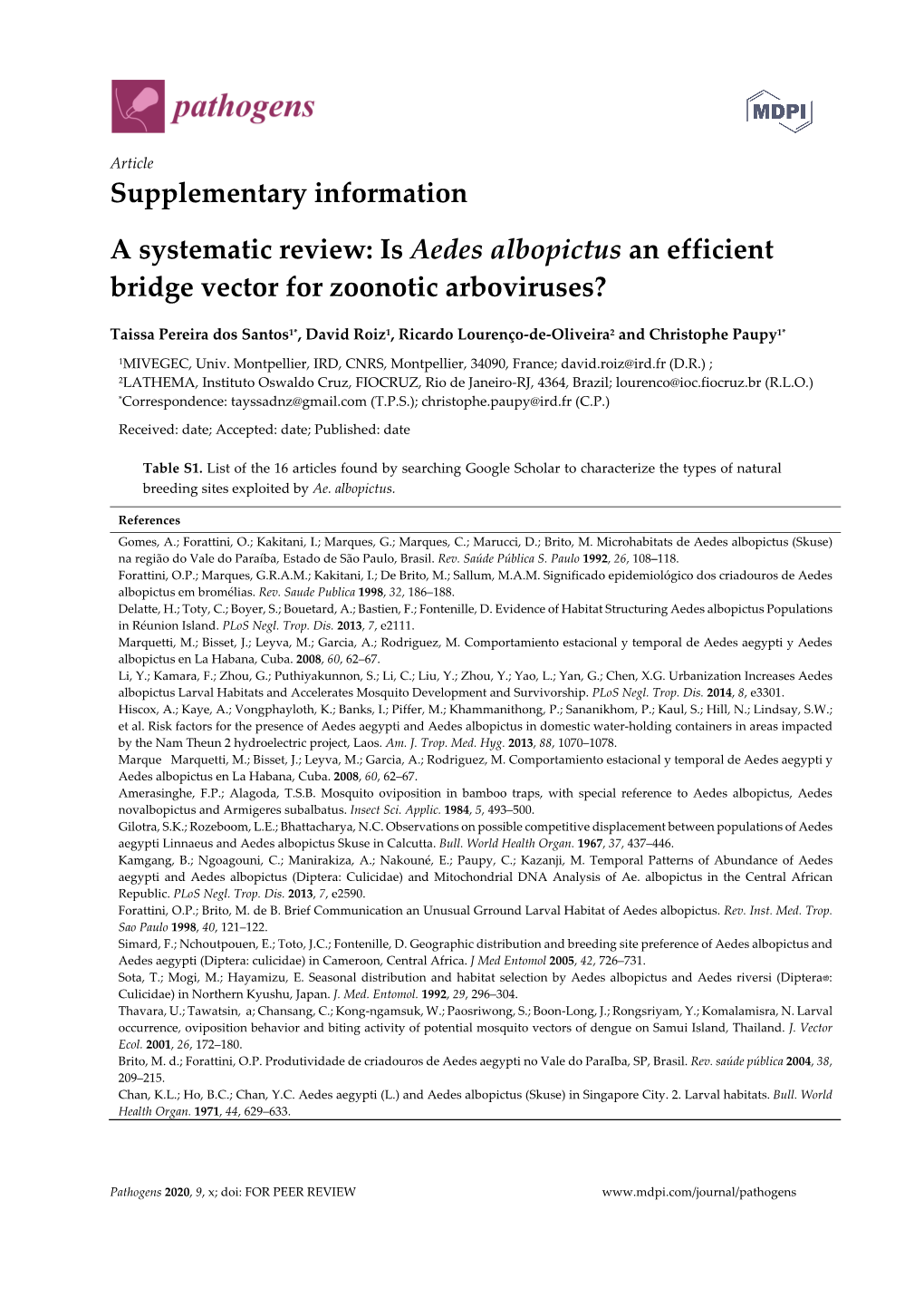 Is Aedes Albopictus an Efficient Bridge Vector for Zoonotic Arboviruses?