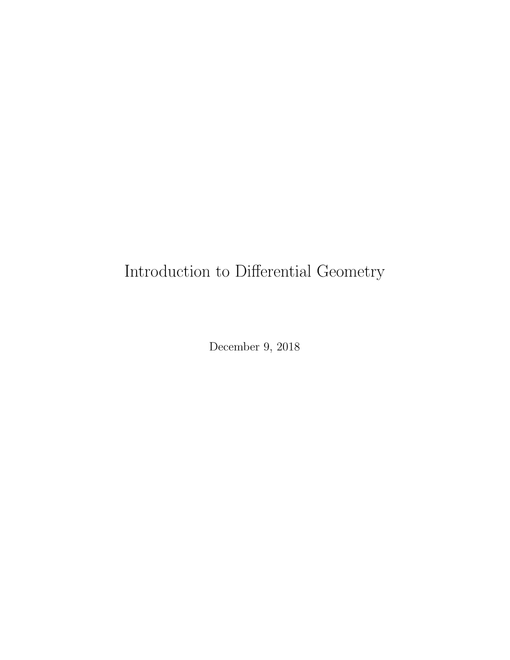 Introduction to Differential Geometry