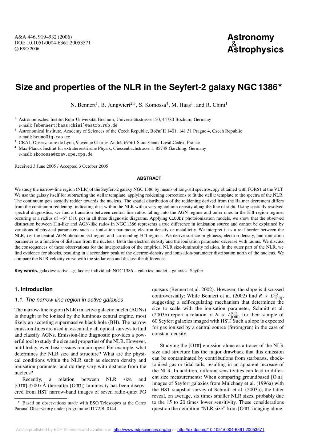 Size and Properties of the NLR in the Seyfert-2 Galaxy NGC 1386