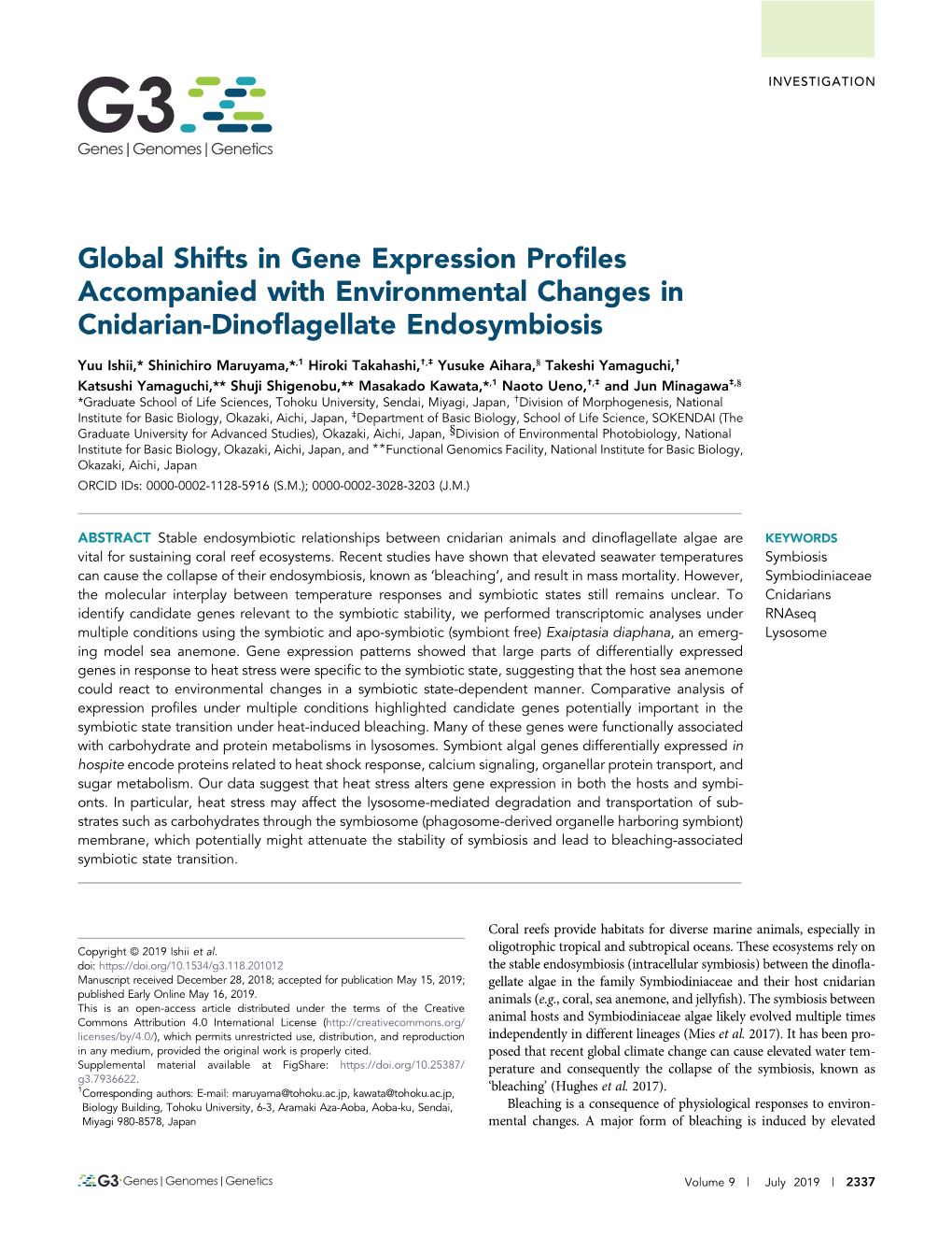 Global Shifts in Gene Expression Profiles Accompanied with Environmental Changes in Cnidarian-Dinoflagellate Endosymbiosis
