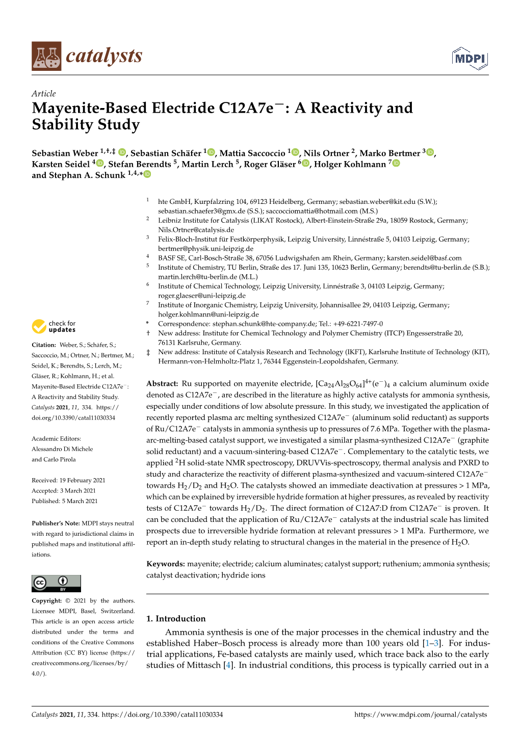 Mayenite-Based Electride C12a7e−: a Reactivity and Stability Study