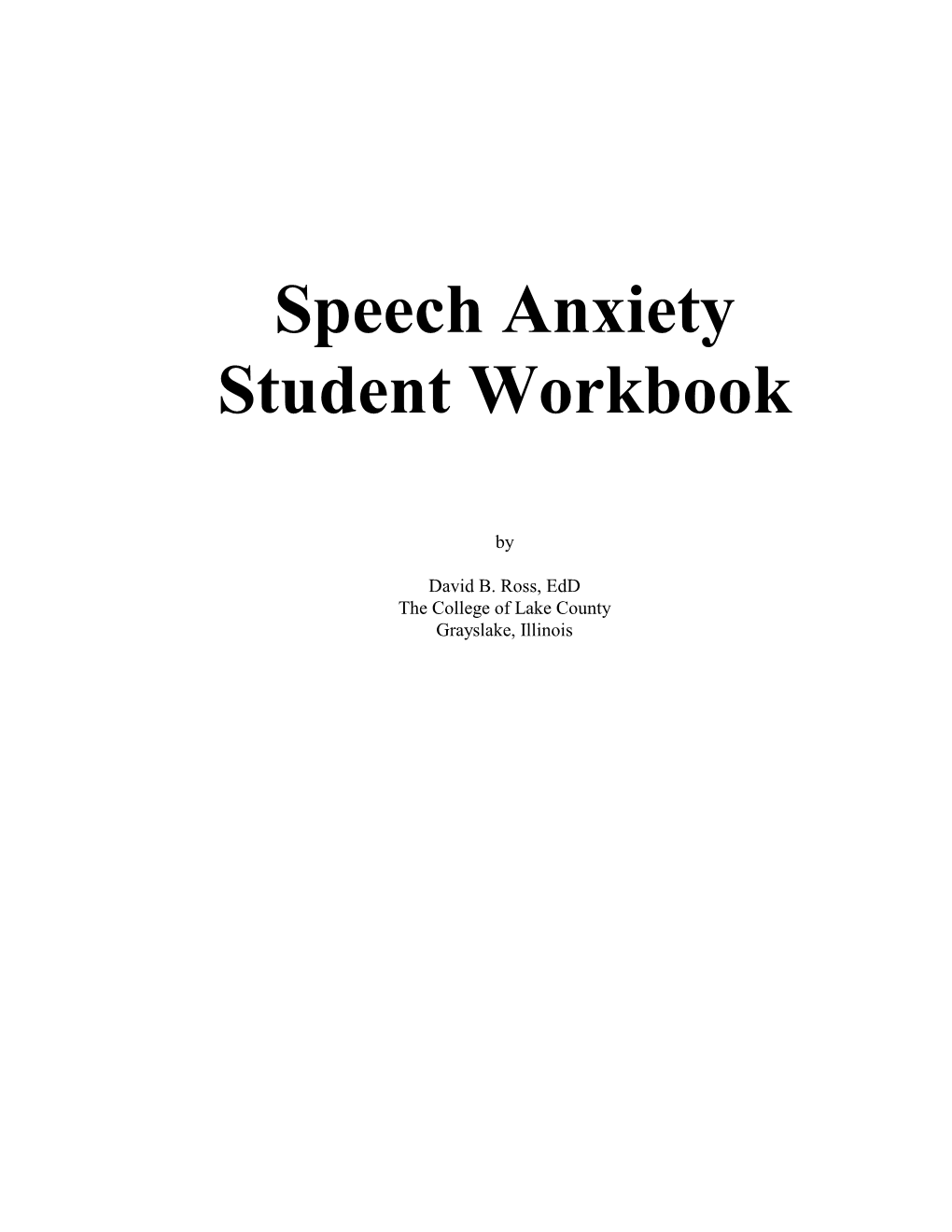 Speech Anxiety Workbook (PDF)