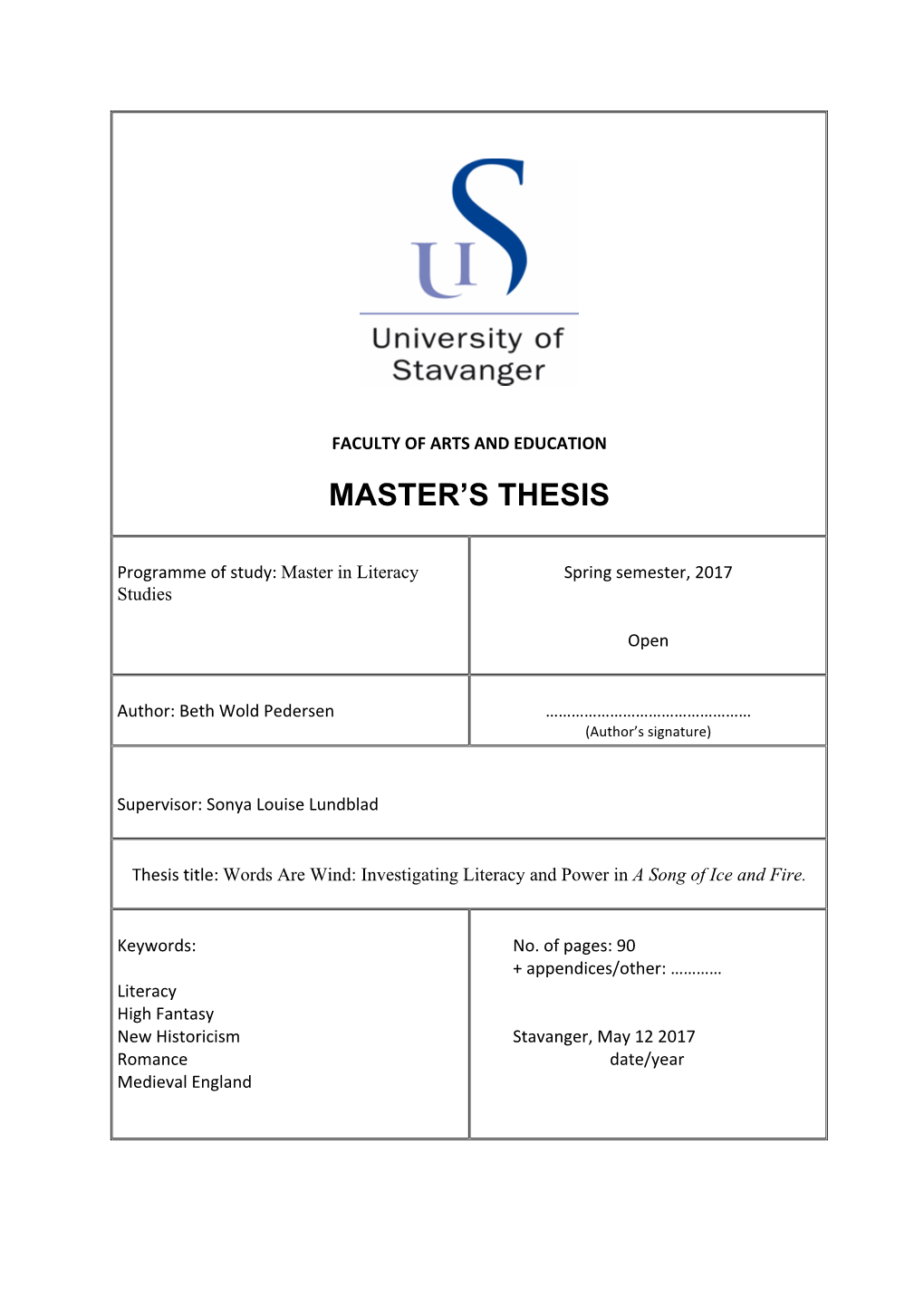 Master's Thesis