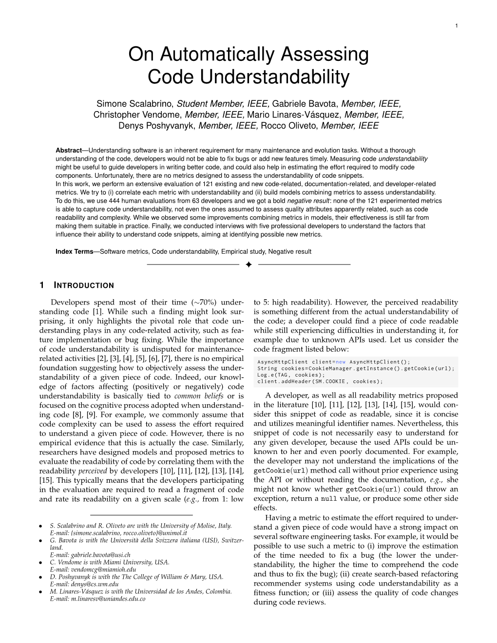 On Automatically Assessing Code Understandability