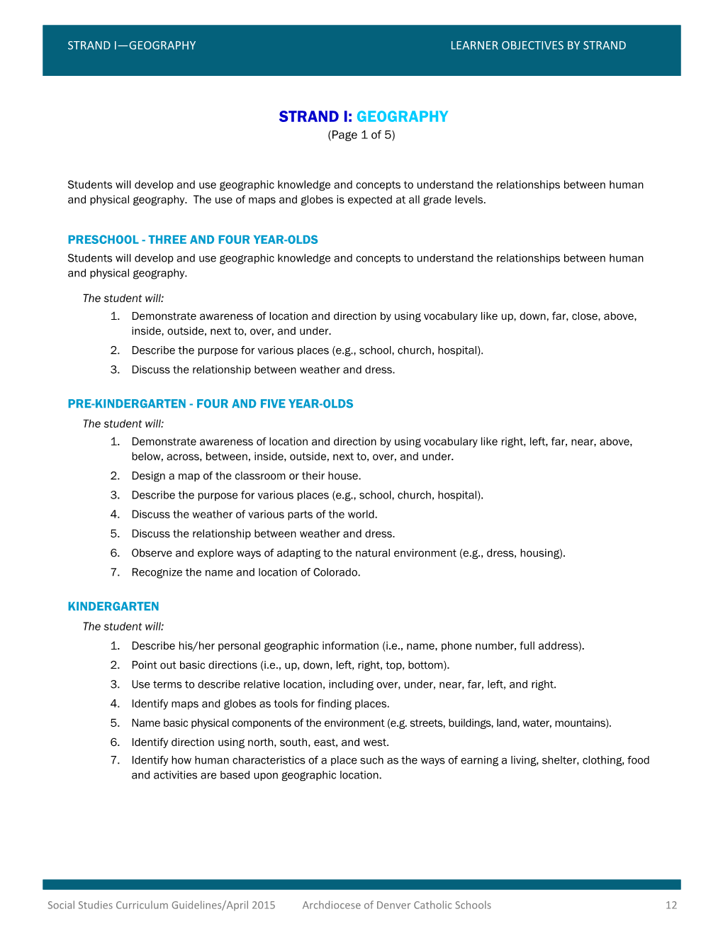 Social Studies Curriculum Guidelines April 2015 Guidelines