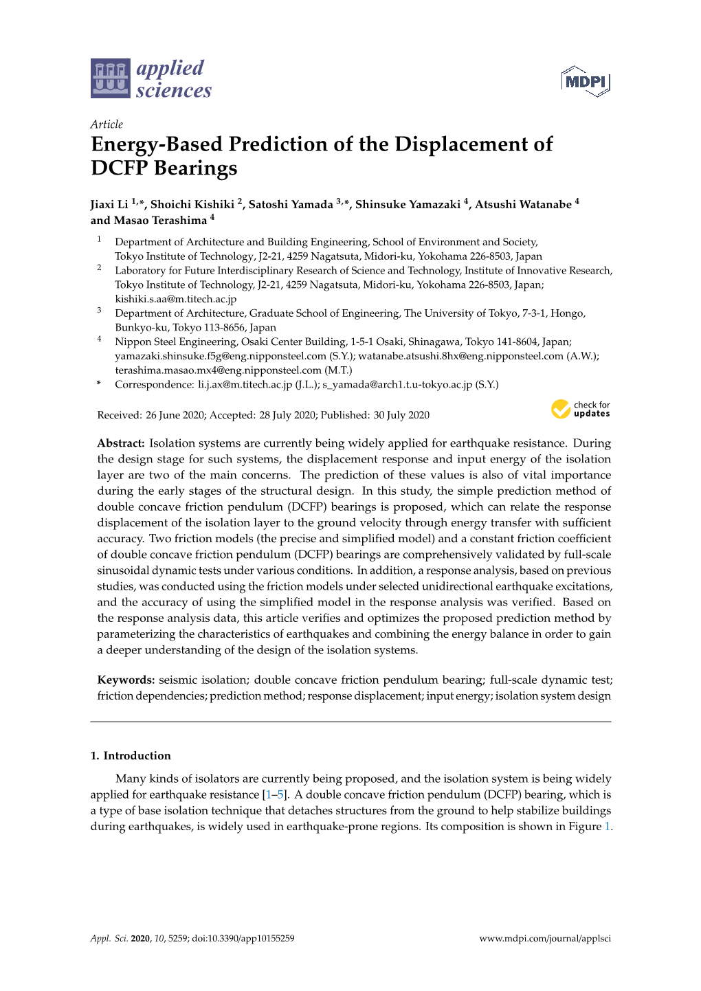 Energy-Based Prediction of the Displacement of DCFP Bearings