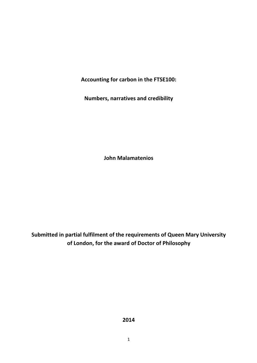 Accounting for Carbon in the FTSE100