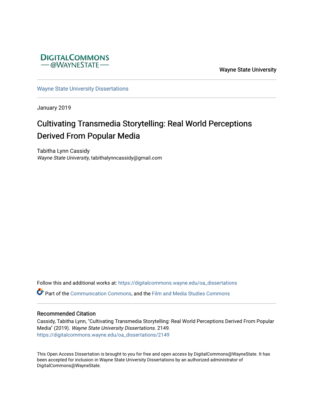 Cultivating Transmedia Storytelling: Real World Perceptions Derived from Popular Media