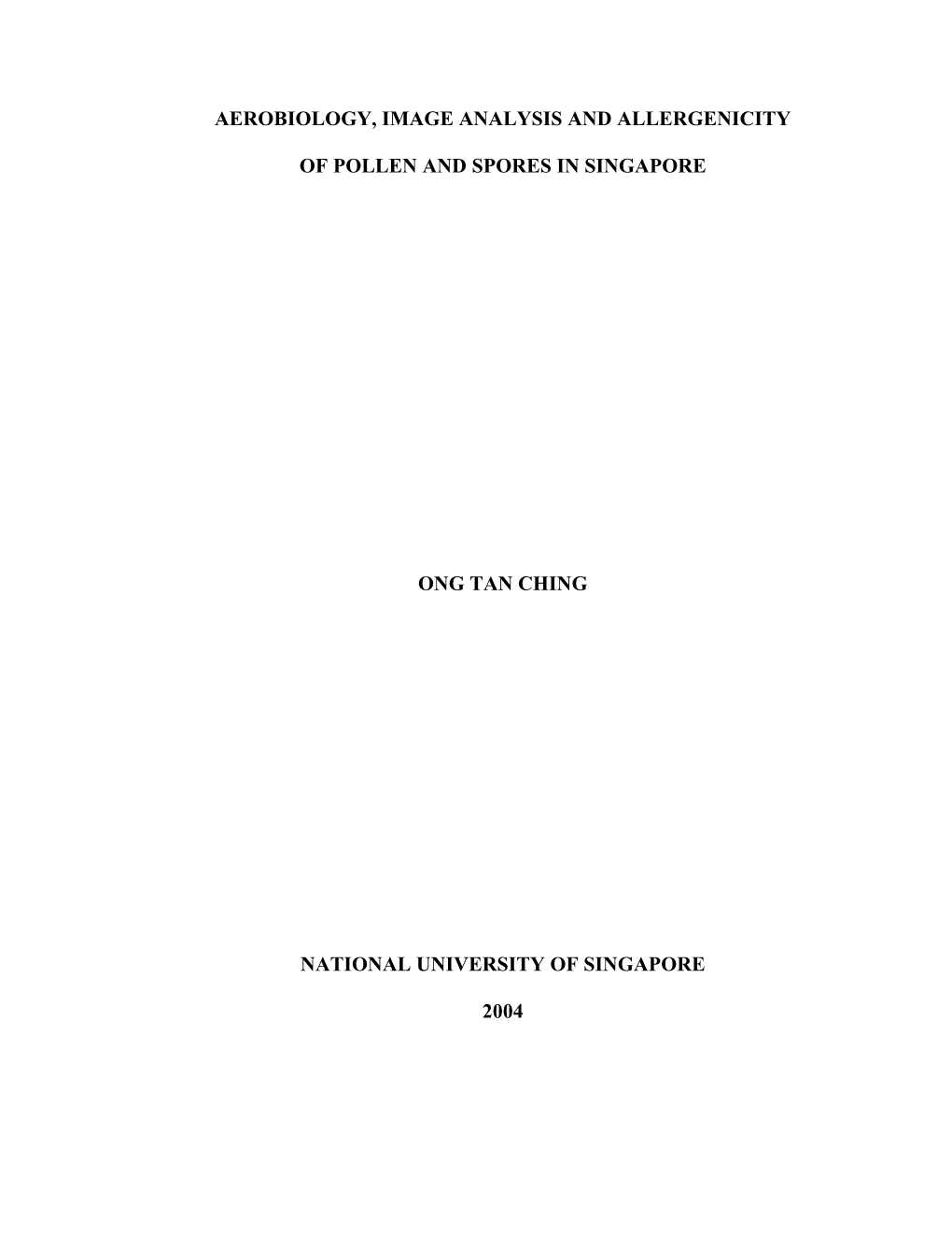 Aerobiology, Image Analysis and Allergenicity of Pollen