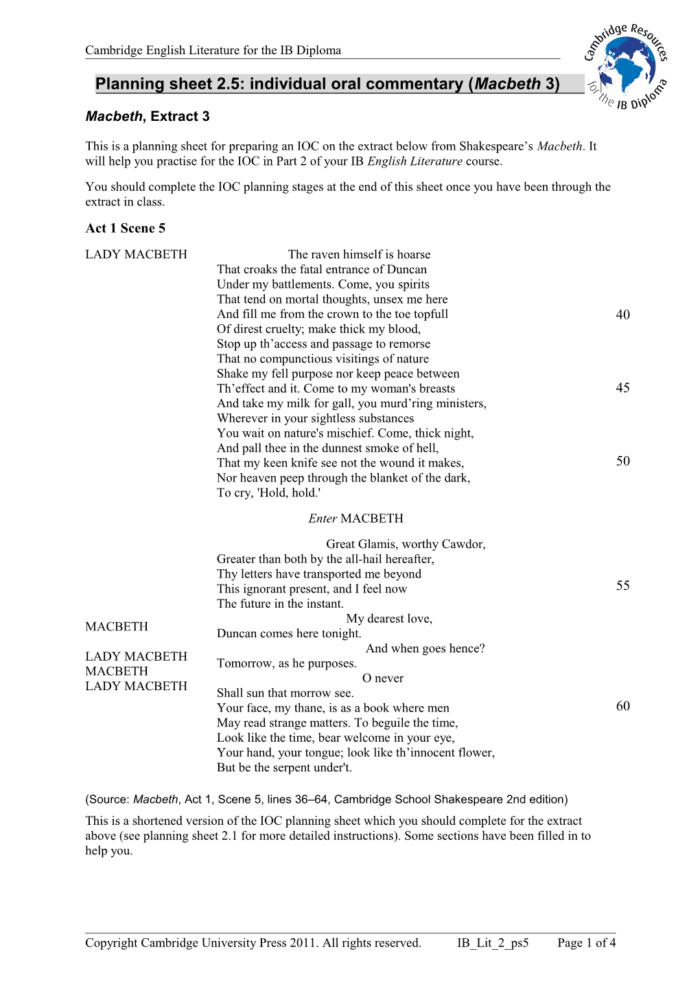 Extension Worksheet Topic 6 s5