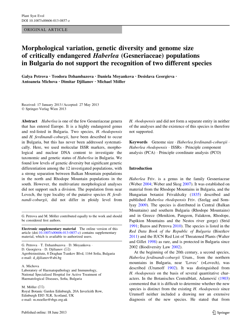 Morphological Variation, Genetic Diversity and Genome Size Of