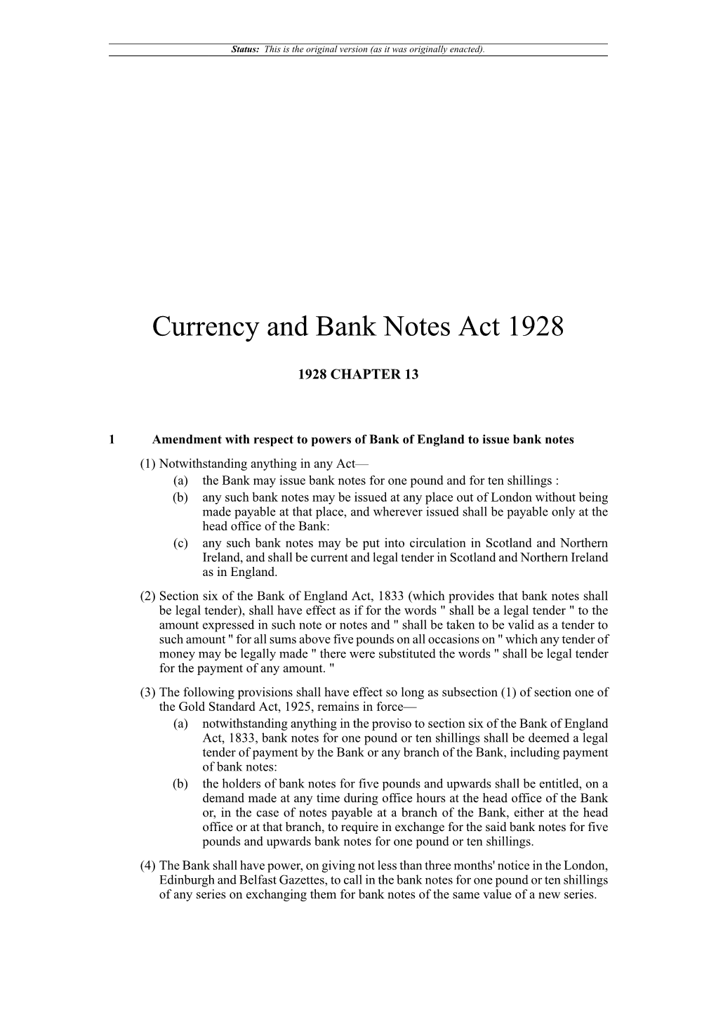 Currency and Bank Notes Act 1928