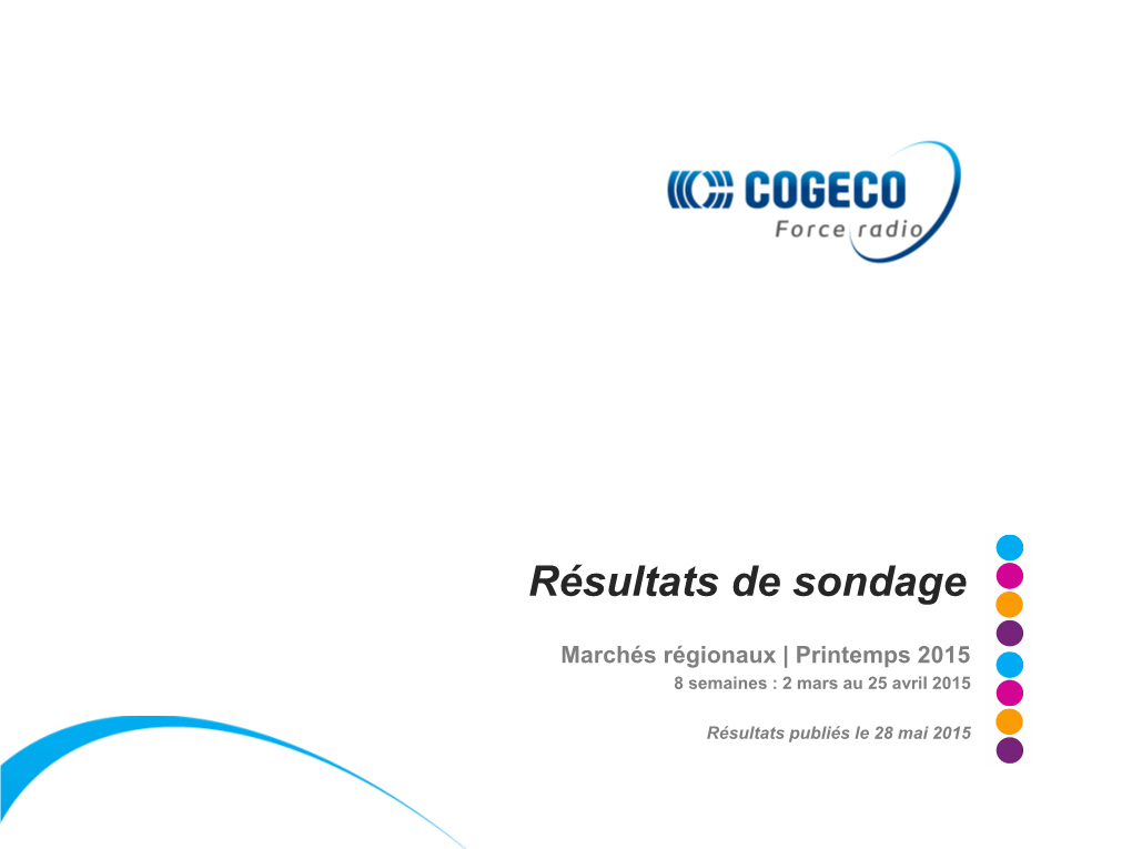 Cogeco Force Radio | Source : Numeris, Cahier D'écoute, Printemps 2015, Québec Central, Lu-Di 5H-1H, T12+, A25-54, F25-54, A18-34