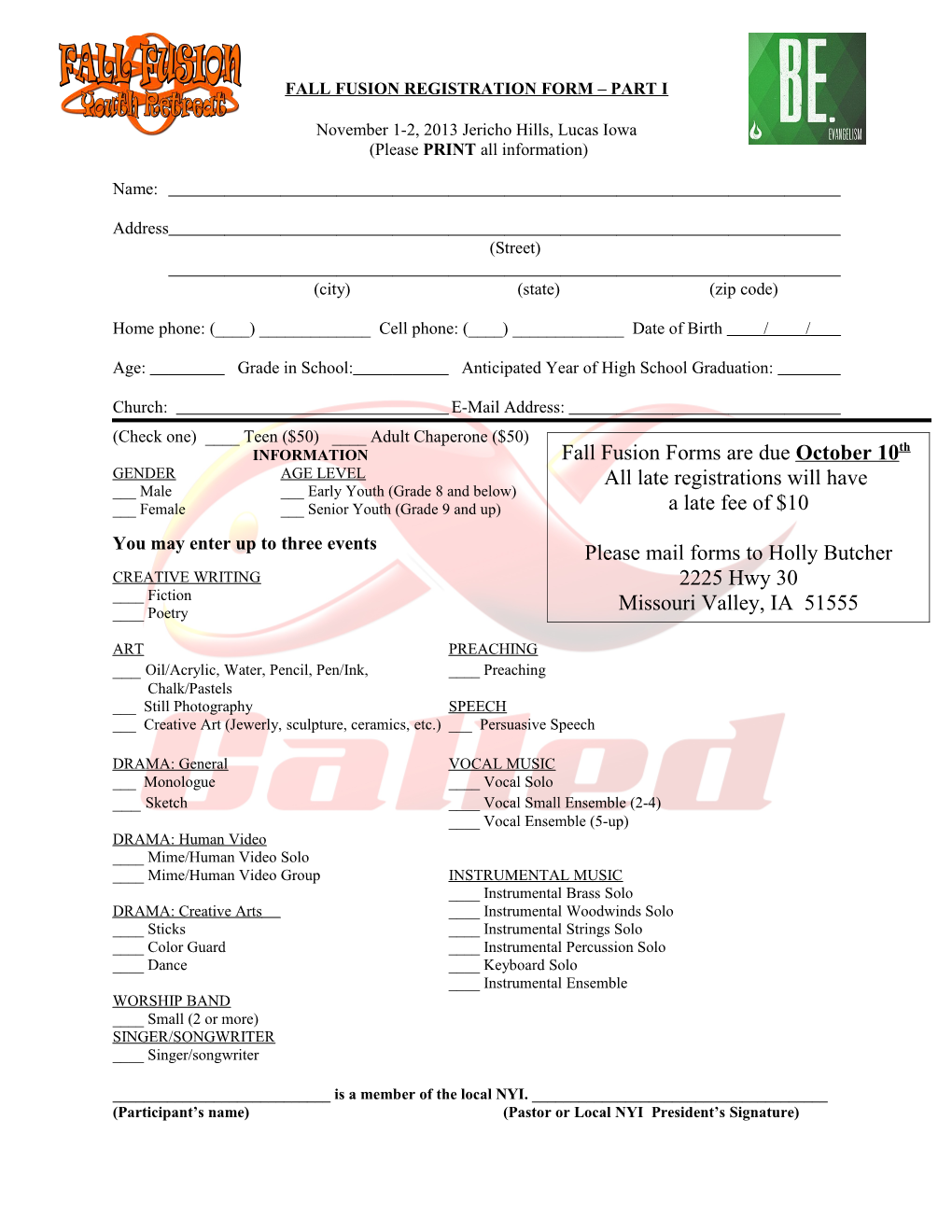 Tnt Teen Entrant & Spectator Registration Form Part I