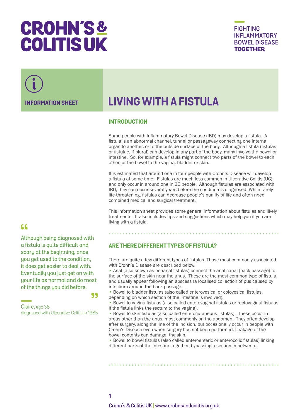 Living with a Fistula