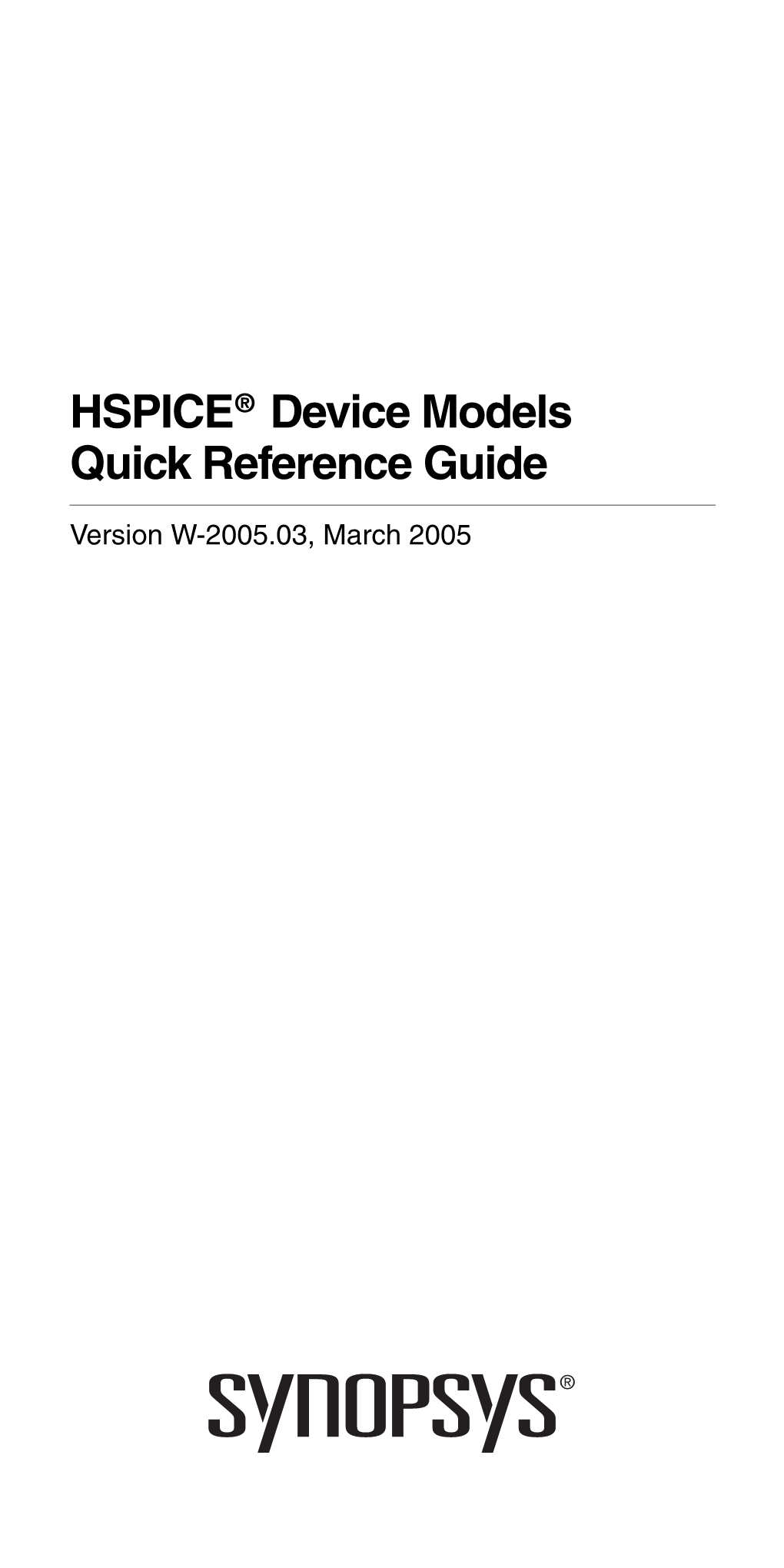 HSPICE Device Models Quick Reference Guide