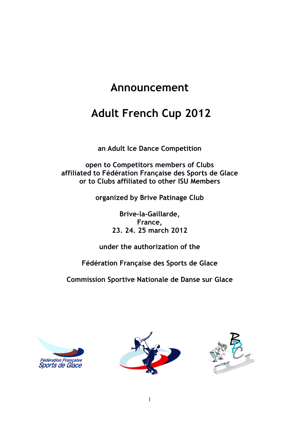 Announcement Adult French Cup 2012