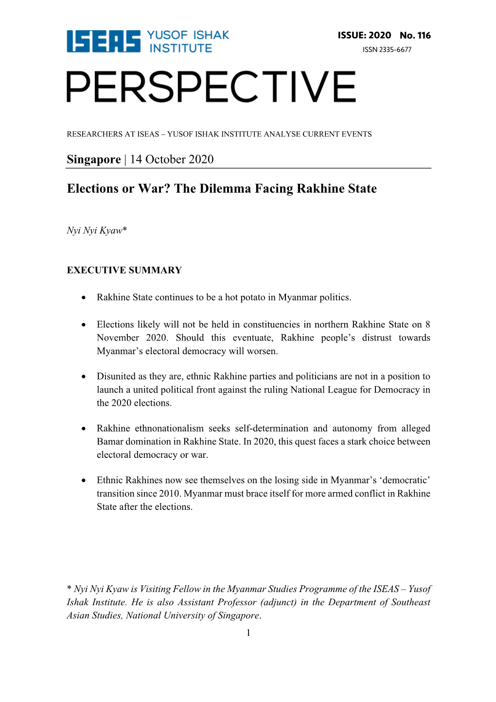 Elections Or War? the Dilemma Facing Rakhine State