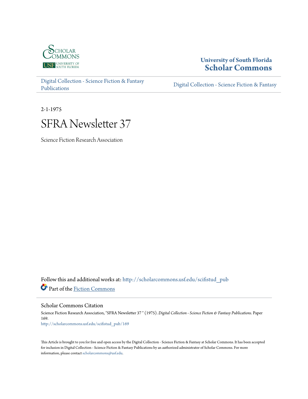 SFRA Newsletter 37