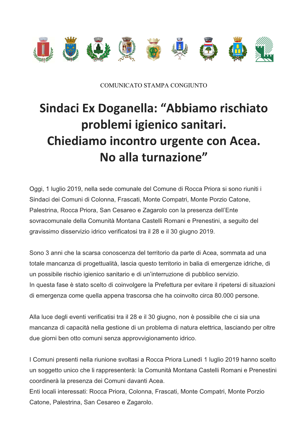 CS Congiunto Comuni Ex Doganella Acea