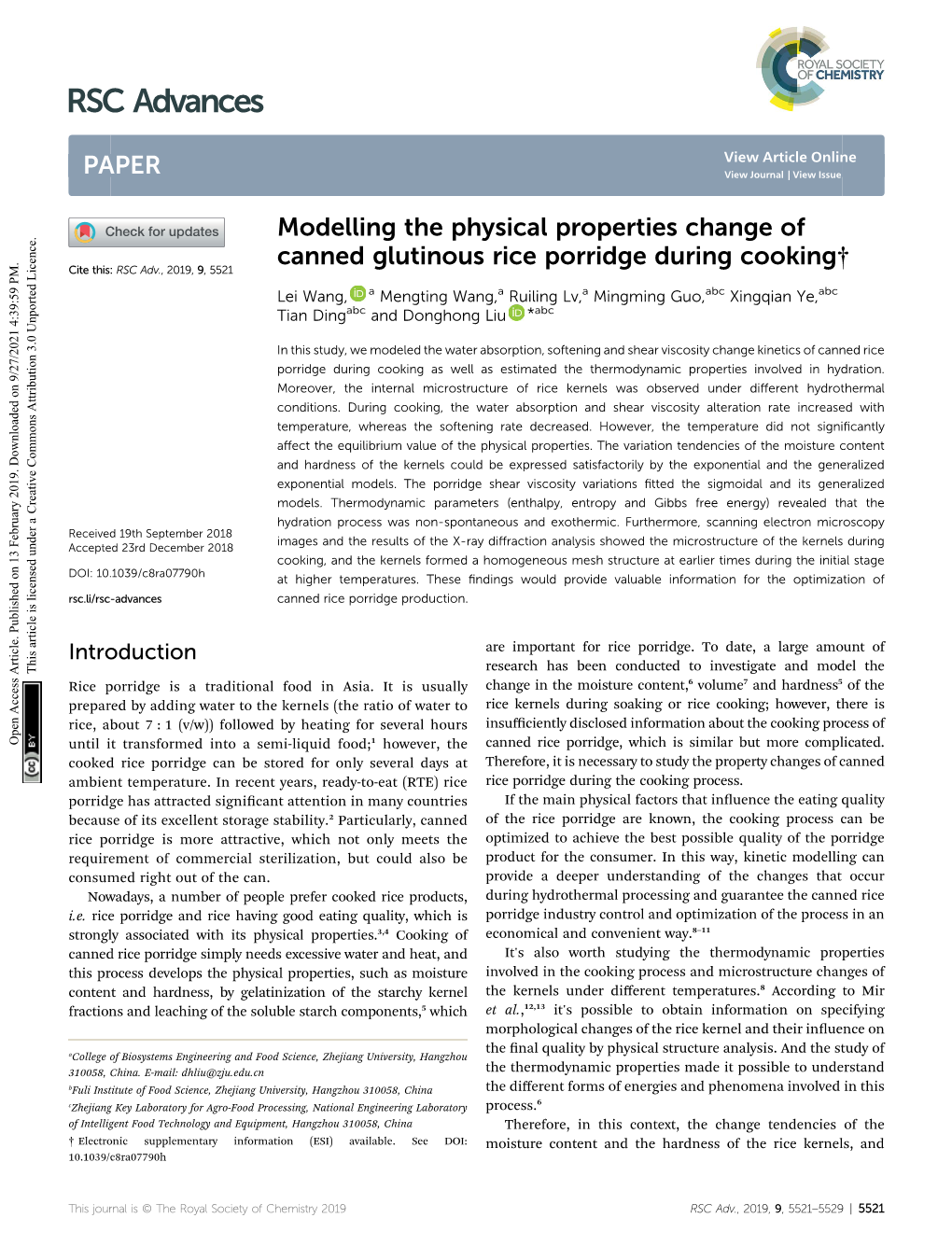 Modelling the Physical Properties Change of Canned Glutinous Rice