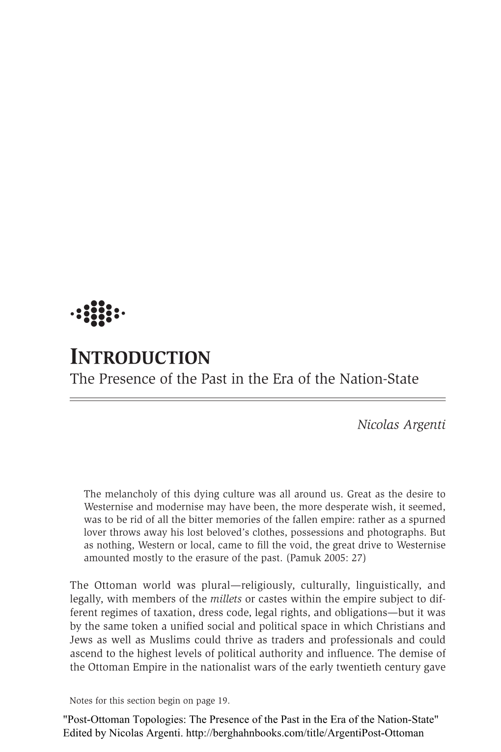 Introduction the Presence of the Past in the Era of the Nation-State