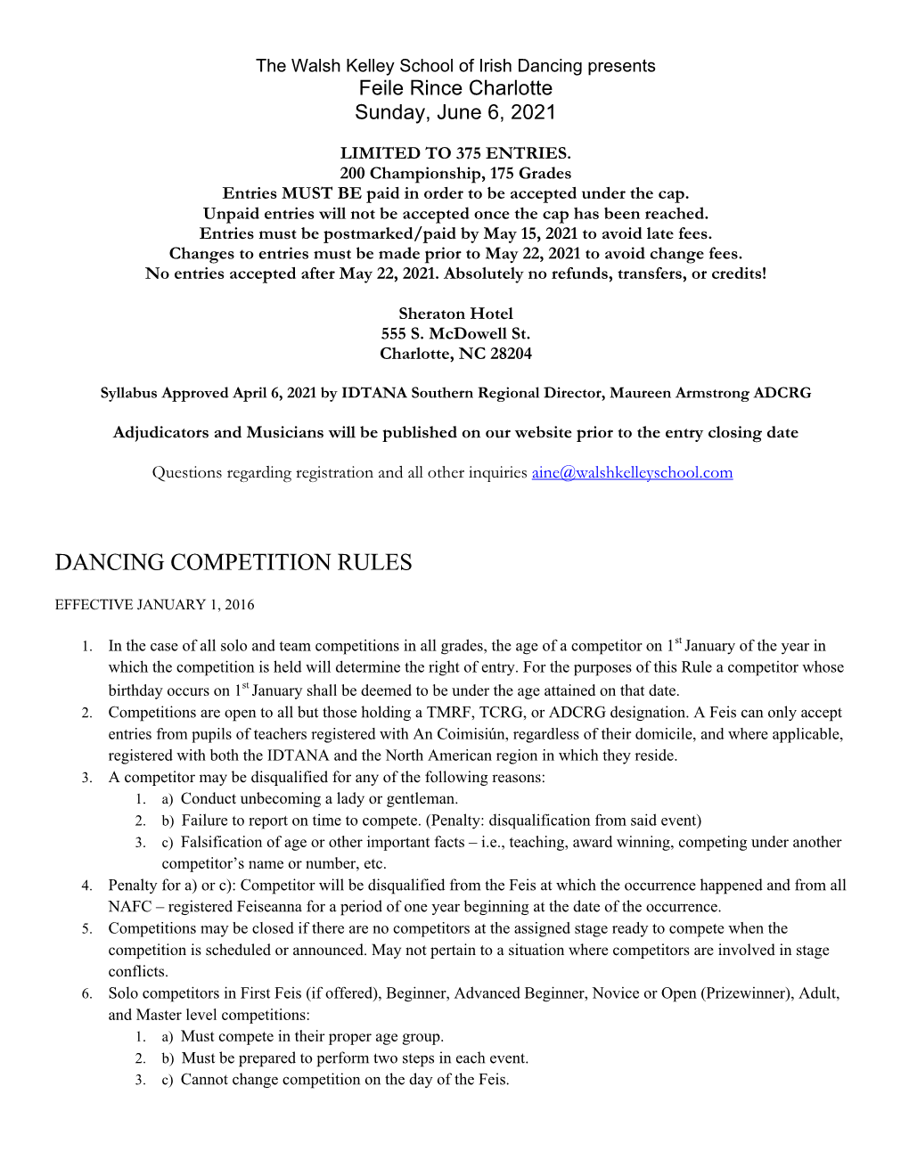 Dancing Competition Rules