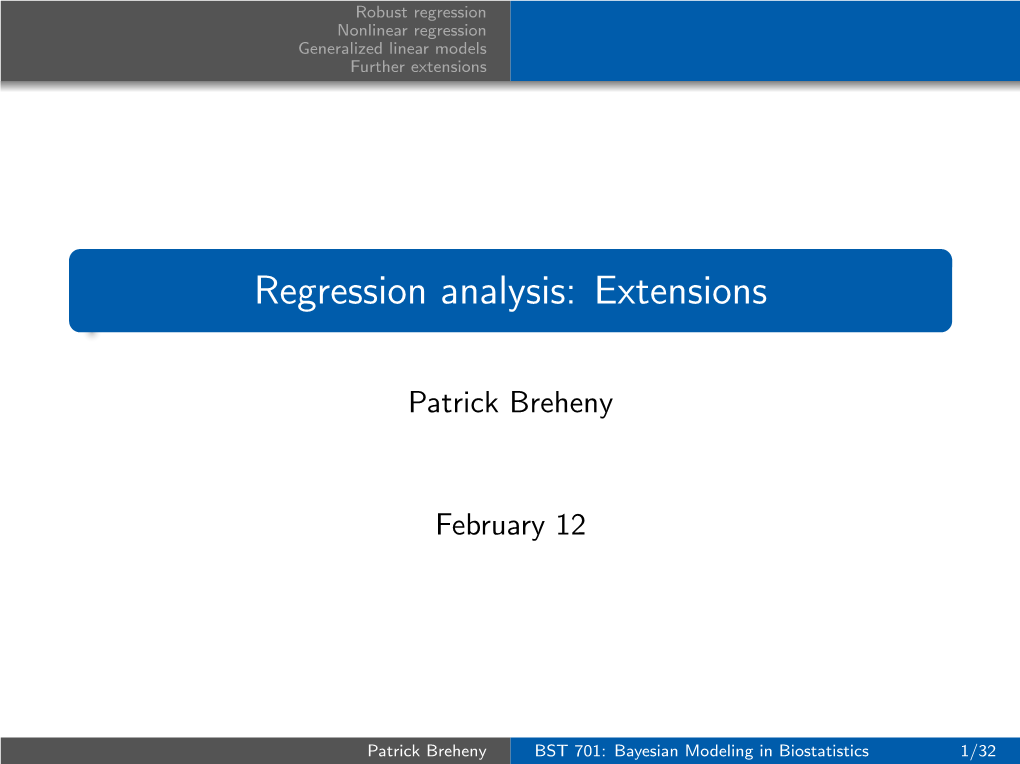 Regression Analysis: Extensions