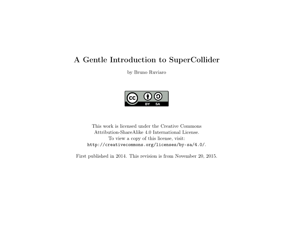 A Gentle Introduction to Supercollider