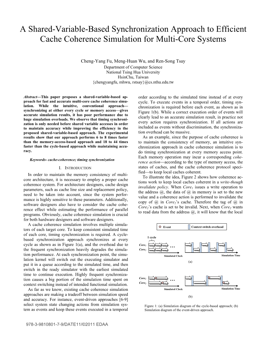 A Shared-Variable-Based Synchronization Approach to Efficient Cache Coherence Simulation for Multi-Core Systems