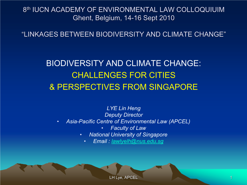 Biodiversity and Climate Change”